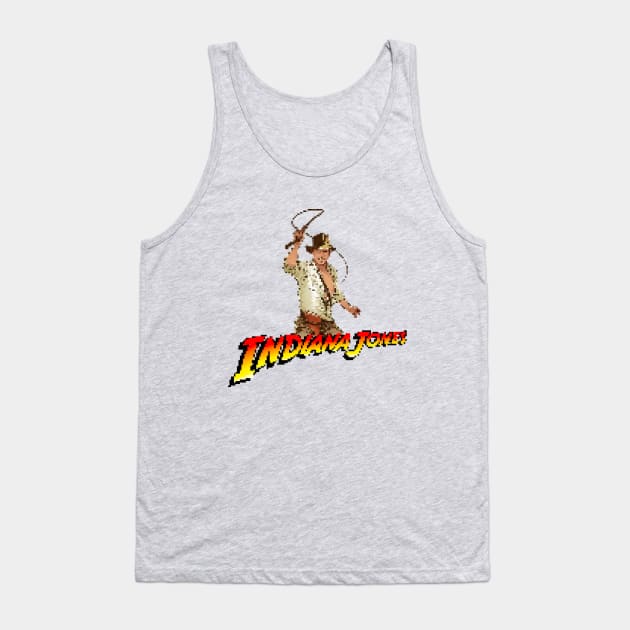 Indiana Jones Pixelated Art Tank Top by Buff Geeks Art